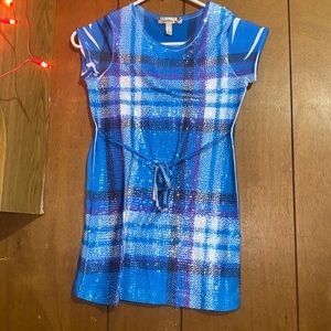 Little girls Blue sparkle shirt tie in the front size large